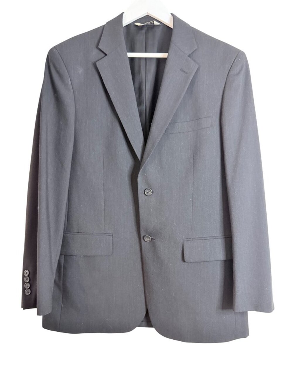 Korean Made Y2K Vintage Pronto Uomo Charcoal Sport Coat Blazer Suit Jacket 40R